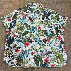 Tommy Bahama Disney Jungle Jubilee Linen Camp Shirt Womens Sz Large L Mickey